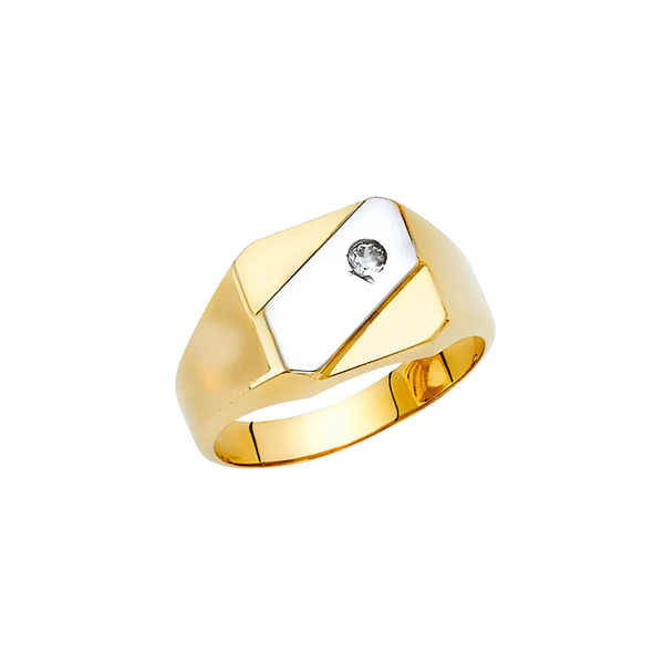 Men's CZ Ring - 14k Two Tone Gold