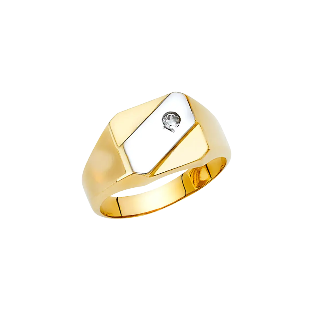 Men's CZ Ring - 14k Two Tone Gold