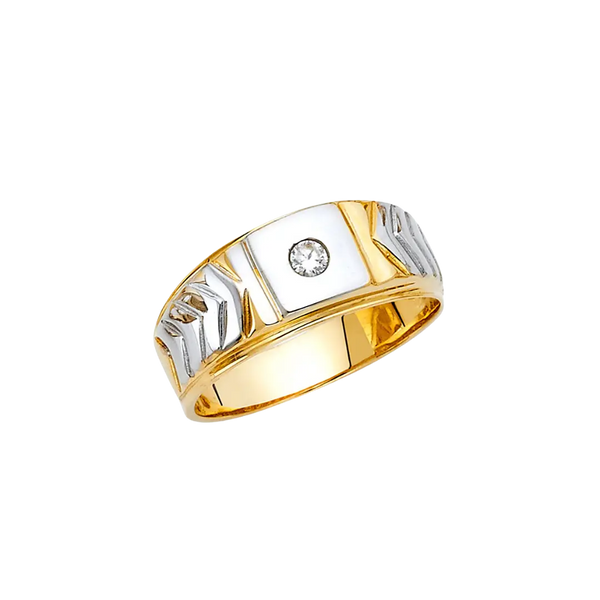 Men's CZ Ring - 14k Two Tone Gold