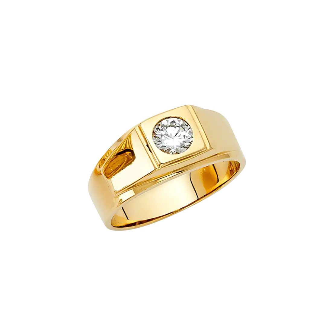 Men's CZ Ring - 14k Yellow Gold