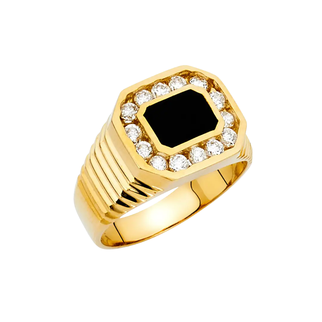 Onyx Men's Ring - 14k Yellow Gold