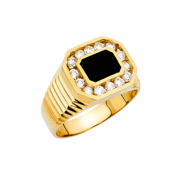 Onyx Men's Ring - 14k Yellow Gold