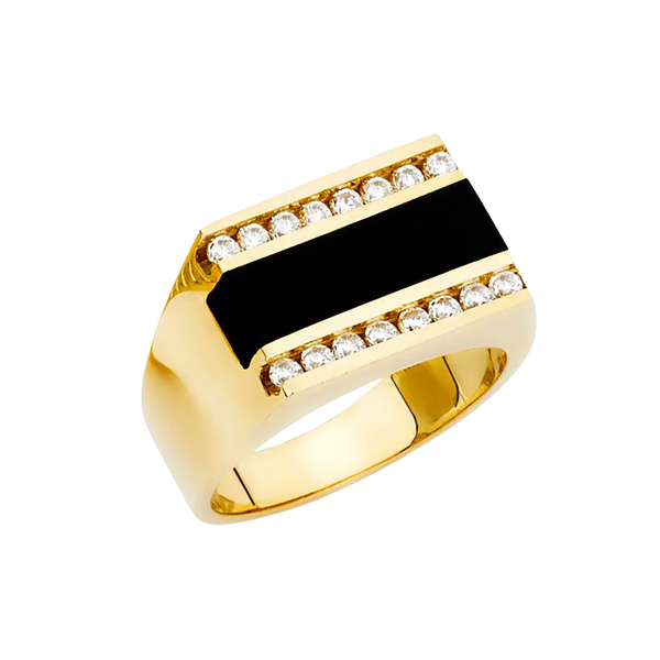 Onyx Men's Ring - 14k Yellow Gold