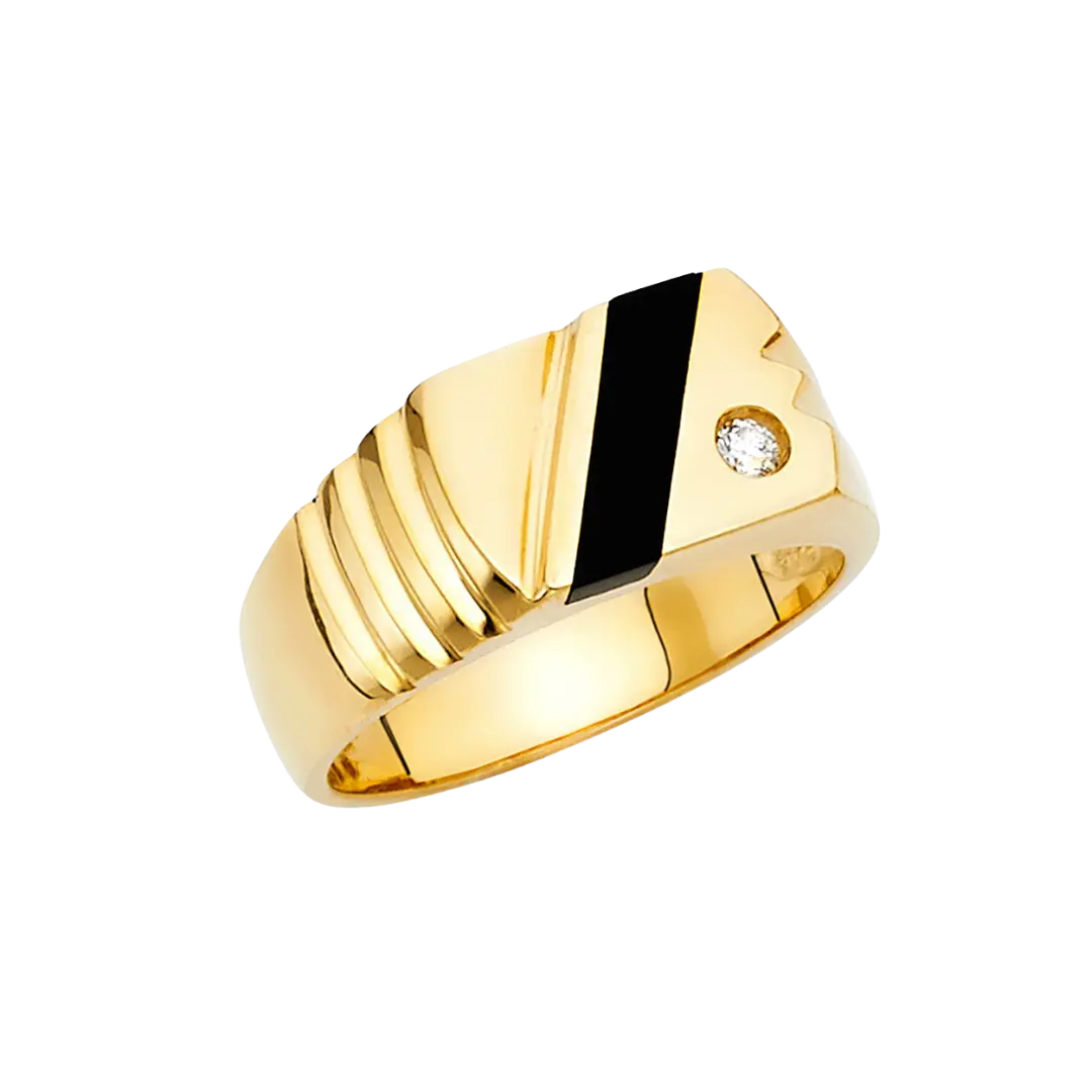 Onyx Men's Ring - 14k Yellow Gold