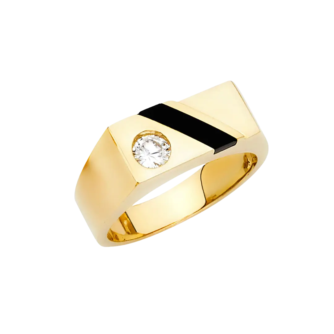 Onyx Men's Ring - 14k Yellow Gold