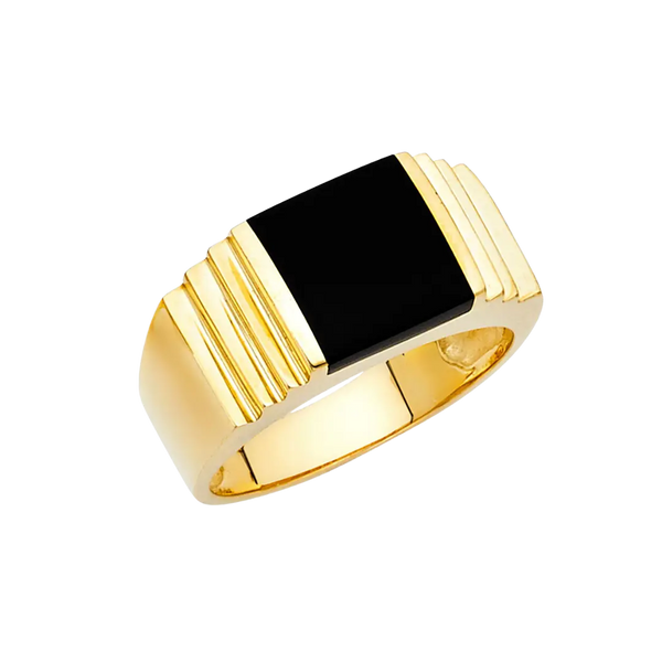 Onyx Men's Ring - 14k Yellow Gold