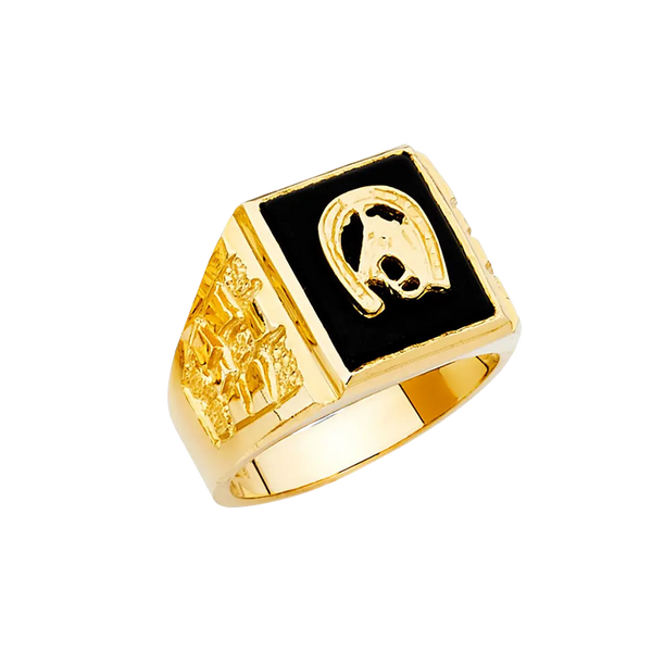 Onyx Men's Ring - 14k Yellow Gold