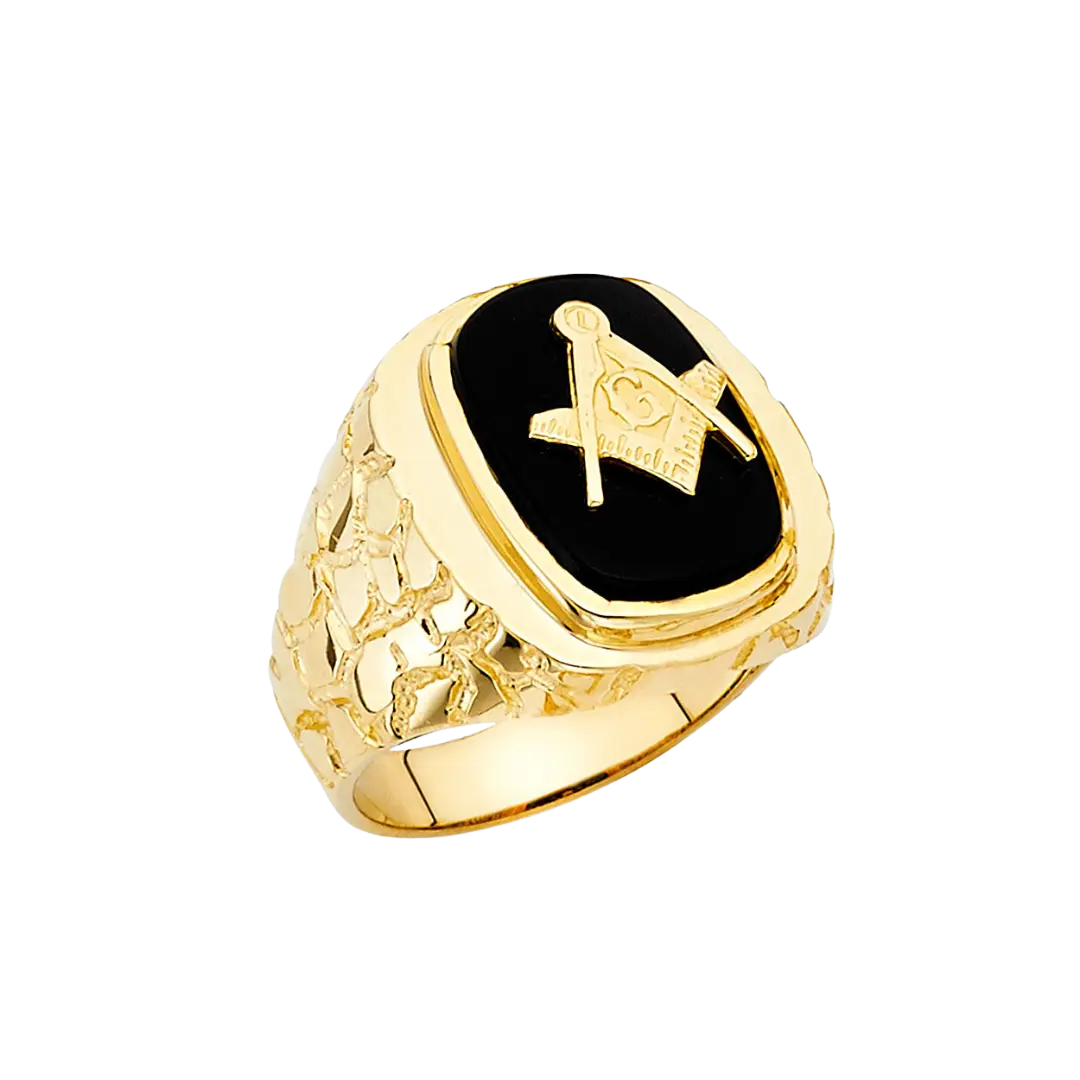 Onyx Men's Ring - 14k Yellow Gold