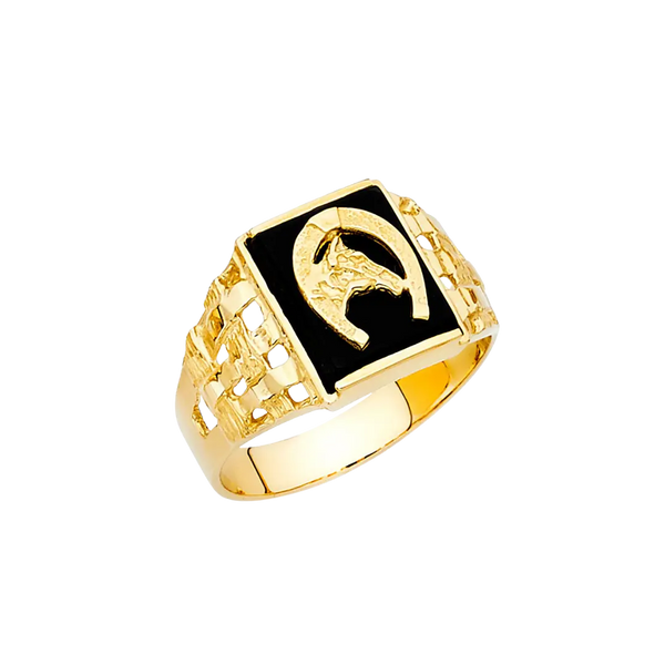 Onyx Men's Ring - 14k Yellow Gold