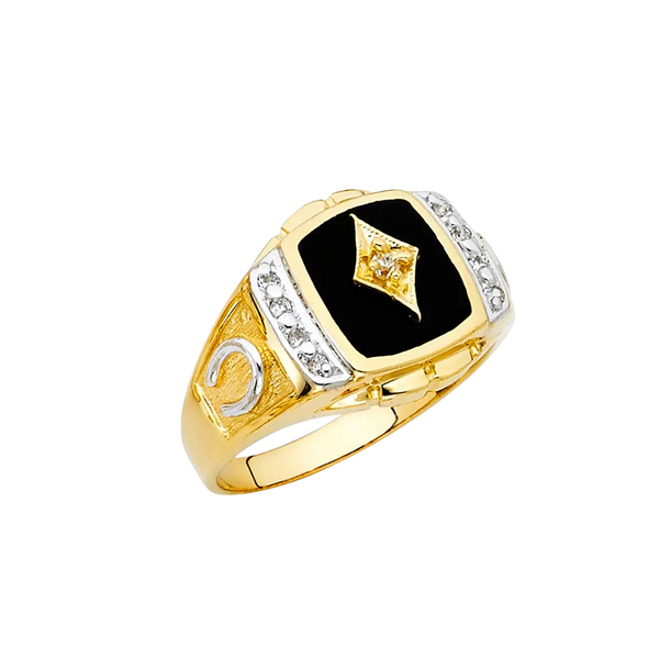 Onyx Men's Ring - 14k Yellow Gold