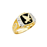 Onyx Eagle Men's Ring - 14k Yellow Gold