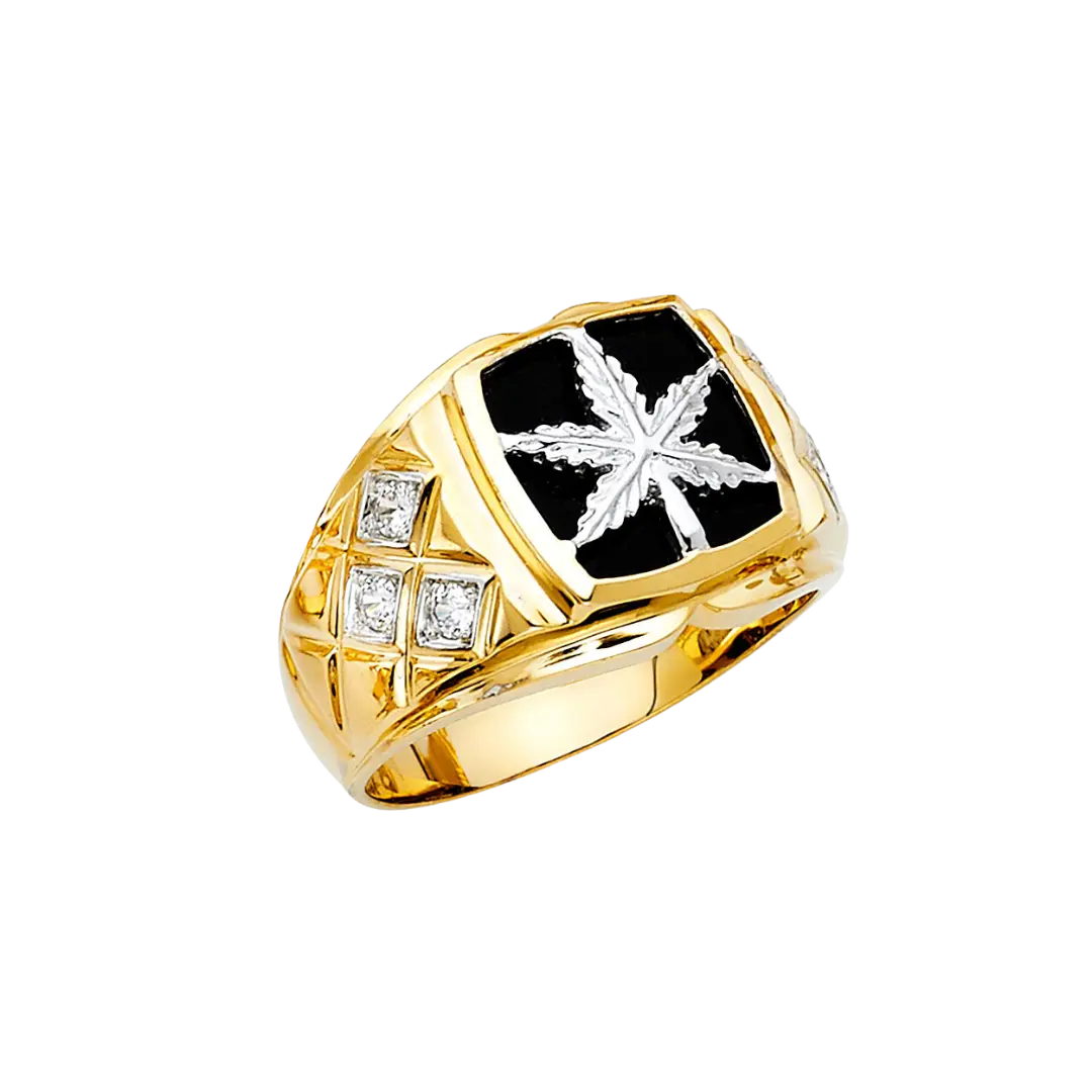 Onyx Men's Ring - 14k Yellow Gold