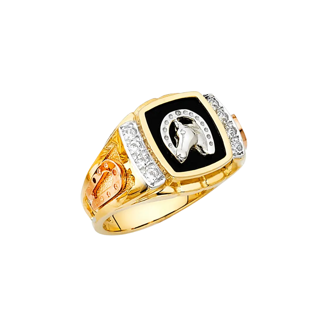 Onyx Men's Ring - 14k Yellow Gold