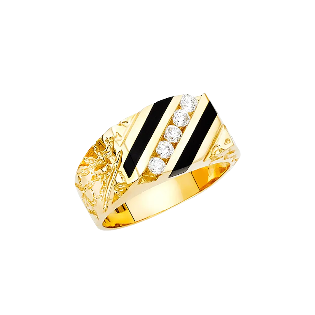 Onyx Men's Ring - 14k Yellow Gold