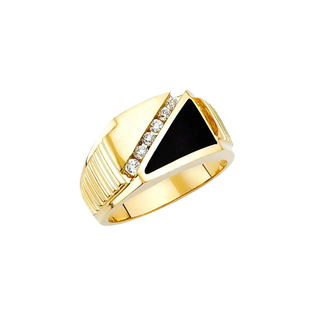 Onyx Men's Ring - 14k Yellow Gold