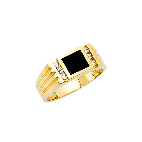 Onyx Men's Ring - 14k Yellow Gold