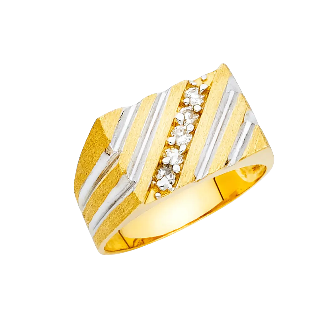 Men's CZ Ring - 14k Yellow Gold