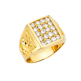 Men's Signet with CZ Ring - 14k Yellow Gold