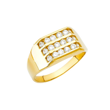 Men's Signet with CZ Ring - 14k Yellow Gold