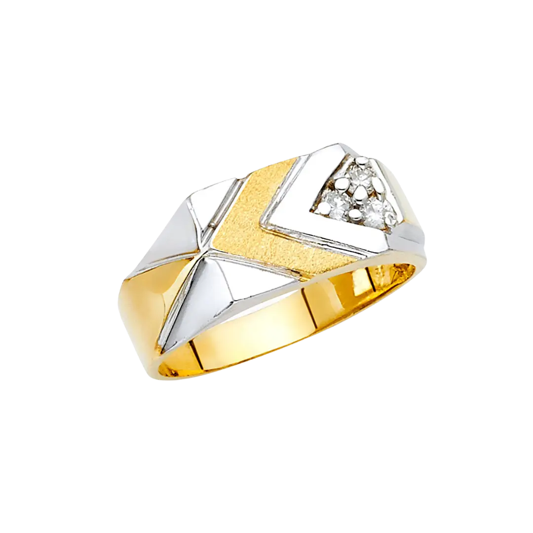 Men's CZ Ring - 14k Two Tone Gold