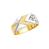 Men's CZ Ring - 14k Two Tone Gold