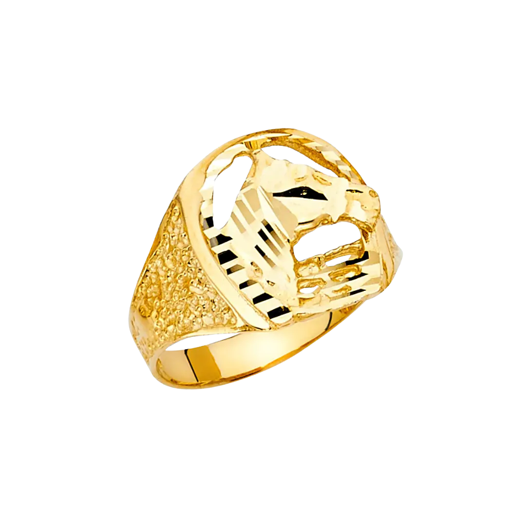 Horse Shoe Men's Ring - 14k Yellow Gold