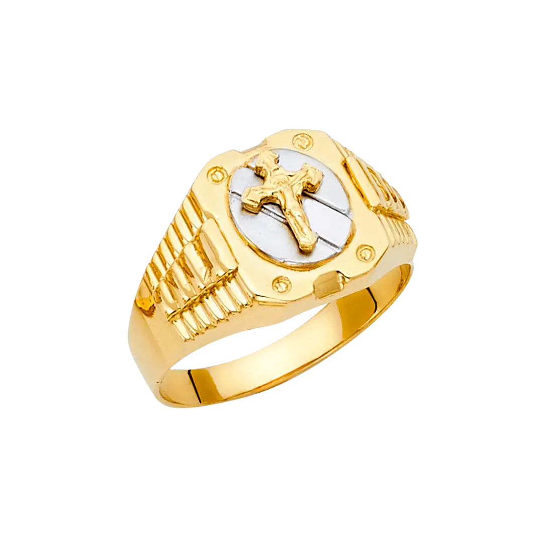 Men's Fashion Ring - 14k Two Tone Gold