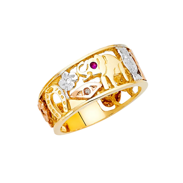 Lucky Men's Ring - 14k Tri Color Gold