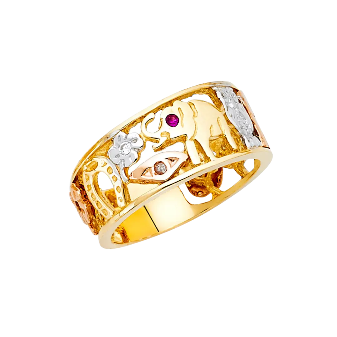 Lucky Men's Ring - 14k Tri Color Gold