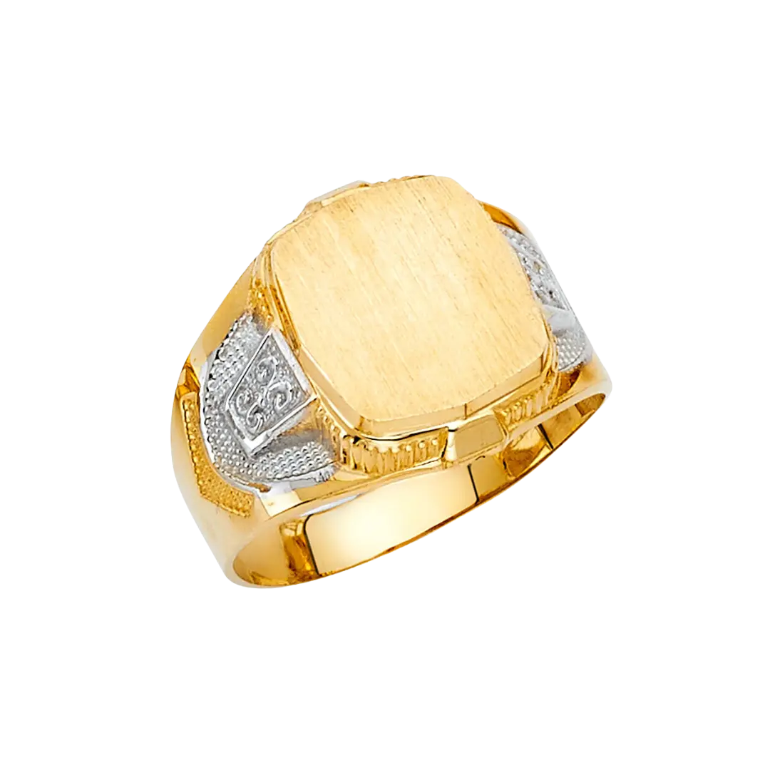 Men's Signet Ring - 14k Two Tone Gold