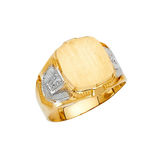 Men's Signet Ring - 14k Two Tone Gold