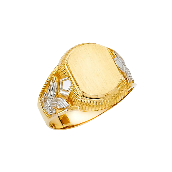 Men's Signet Ring - 14k Two Tone Gold