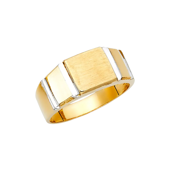 Men's Signet Ring - 14k Two Tone Gold