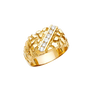 Men's Nugget with CZ Ring - 14k Yellow Gold