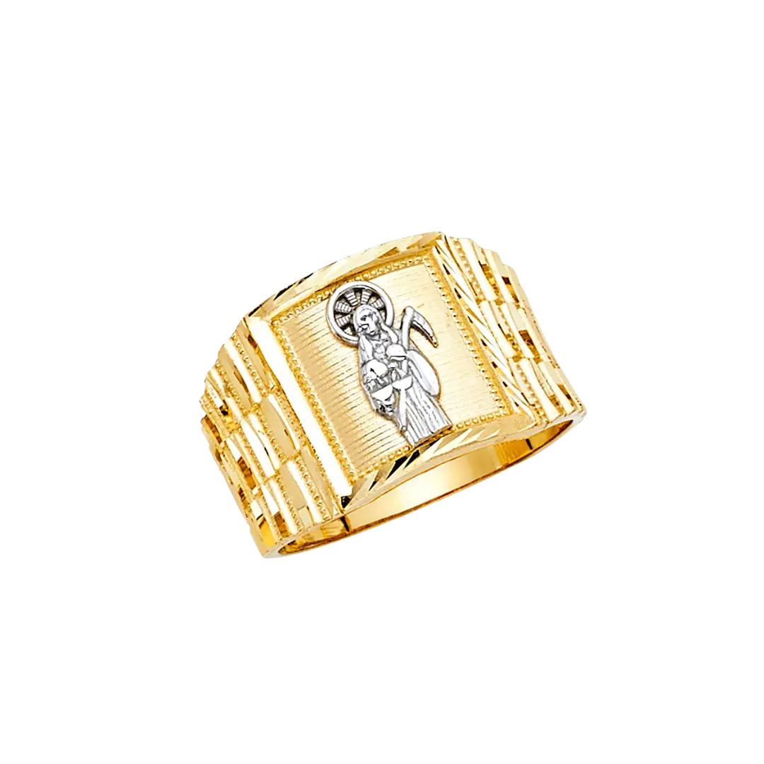 Santa Muerte Men's Ring - 14k Two Tone Gold