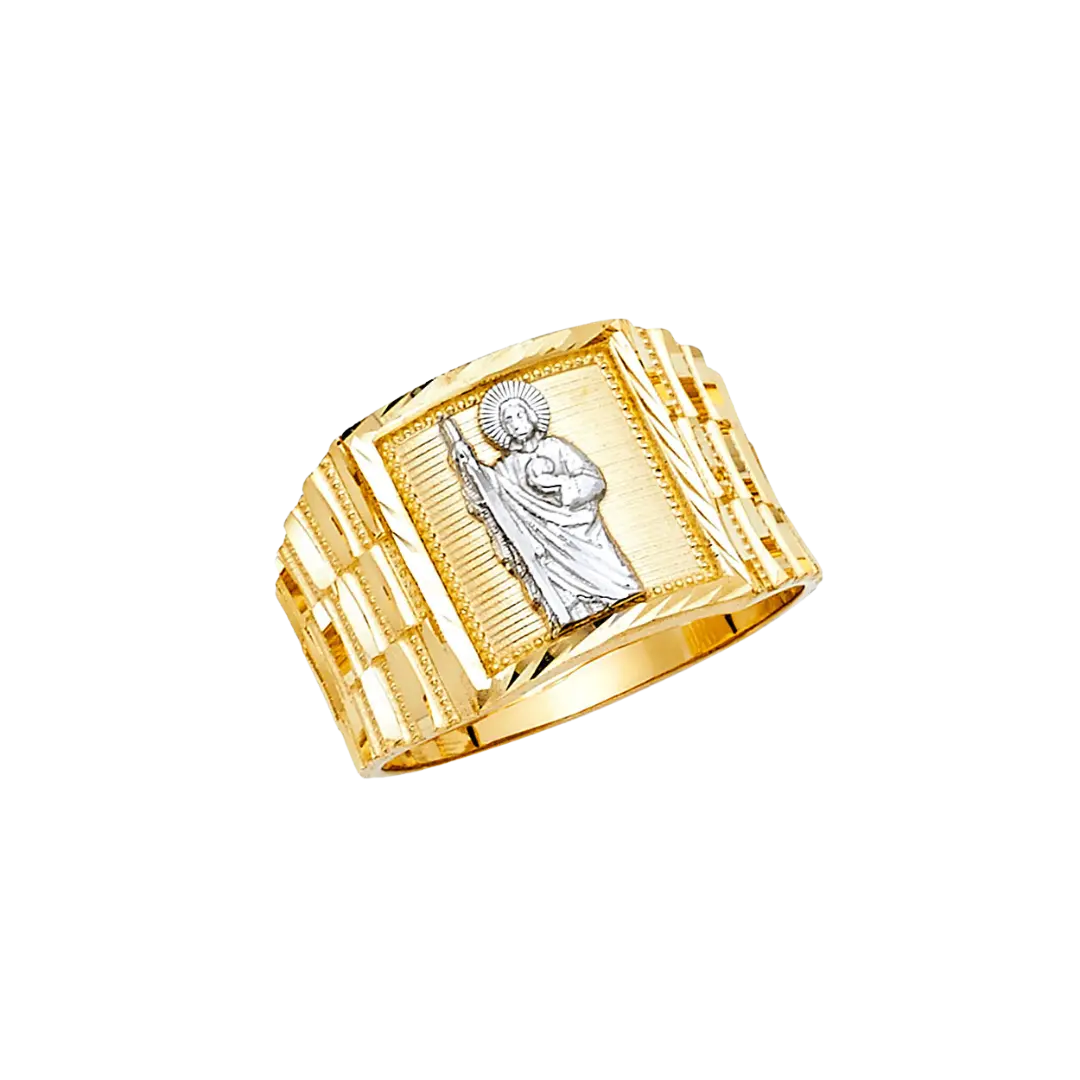 San Judas Men's Ring - 14k Two Tone Gold