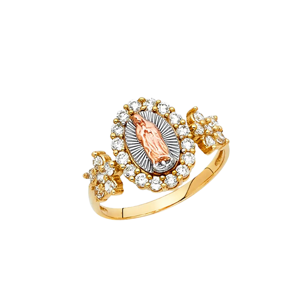 Guadalupe with CZ Ring - 14k Tri Color Gold