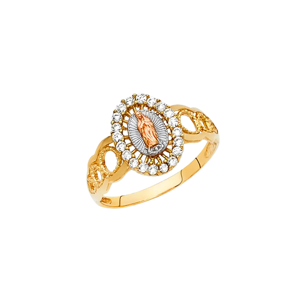 Guadalupe with CZ Ring - 14k Tri Color Gold