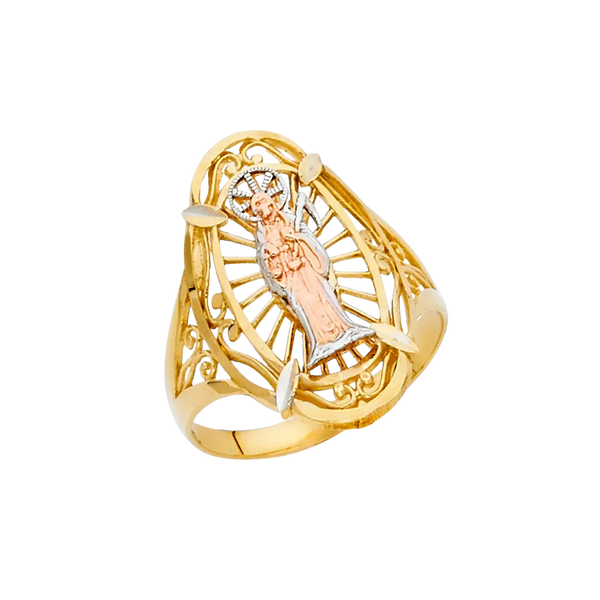 Santa Muerte Ring - 14k Tri Color Gold