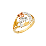 Quince Anos with CZ Ring - 14k Tri Color Gold