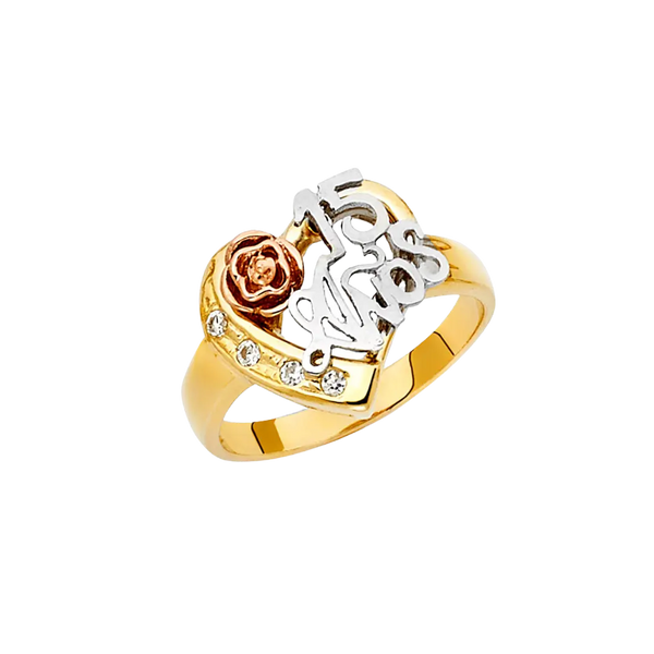 Quince Anos Ring - 14k Tri Color Gold