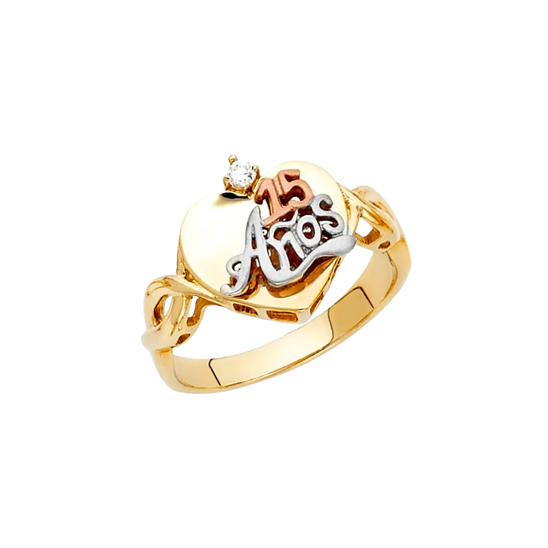 Quince Anos Ring - 14k Tri Color Gold