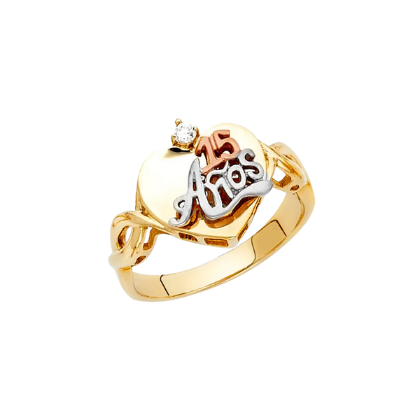 Quince Anos Ring - 14k Tri Color Gold