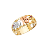 Quince Anos Ring - 14k Tri Color Gold