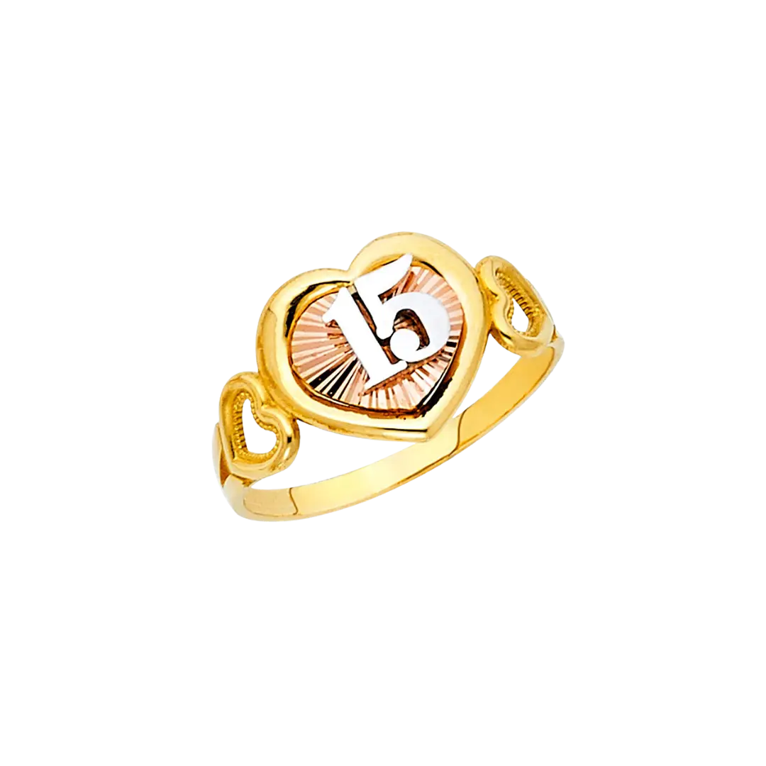 Quince Anos Ring - 14k Tri Color Gold