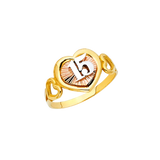 Quince Anos Ring - 14k Tri Color Gold