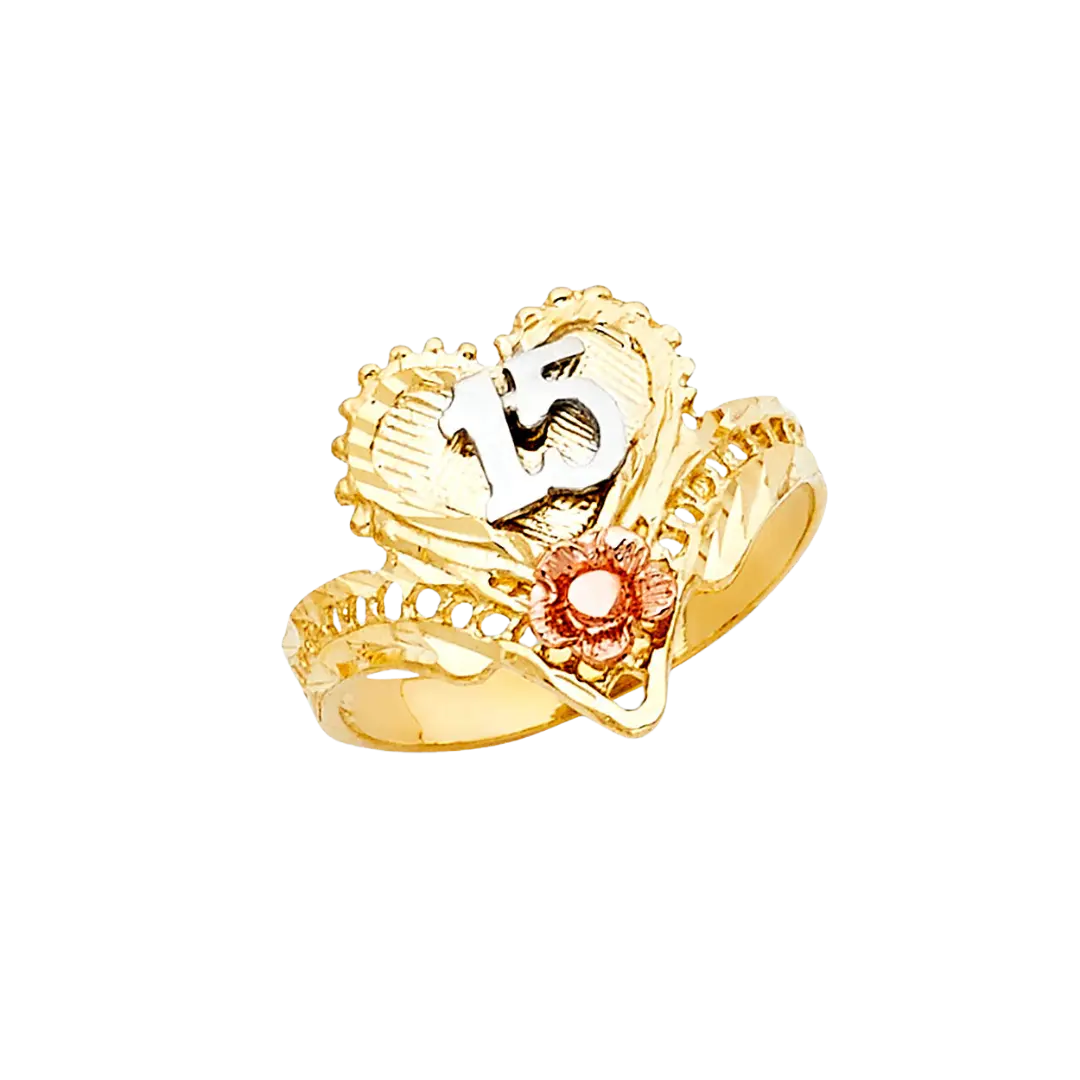 Quince Anos Ring - 14k Tri Color Gold