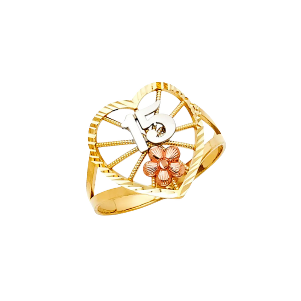 Quince Anos Ring - 14k Tri Color Gold