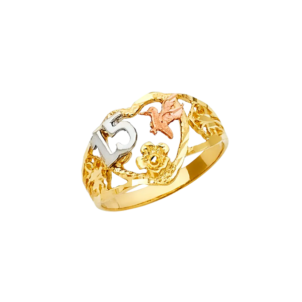 Quince Anos Ring - 14k Tri Color Gold