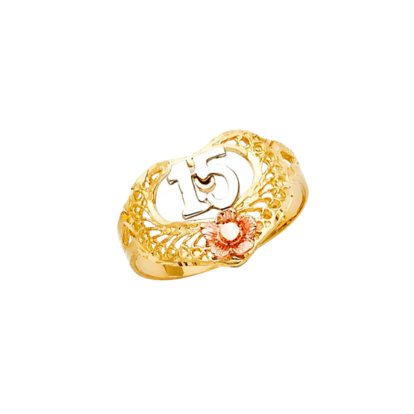 Quince Anos Ring - 14k Tri Color Gold